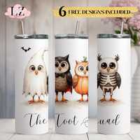 Owl Halloween 20oz Tumbler Wrap Sublimation Design Tumbler Wrap Design for 20oz Skinny Wrap Hallowee