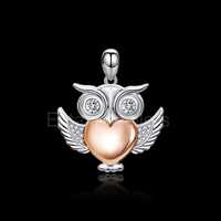 Handmade 925 Sterling Silver With Diamond Owl Charm Pendant Jewelry