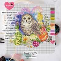 Owl and Potions Cross Stitch Pattern: Halloween Fantasy Embroidery (PDF Pattern)