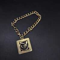 Gold Tone Wise Owl Charm Bracelet Vintage 1970s Jewelry