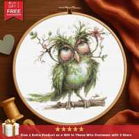 Whimsical Owl Cross Stitch Pattern: Floral Woodland Embroidery (PDF Download for 14ct Aida)