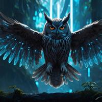 Cyber Owl Spirit Sentinel | Futuristic Mystic Animal Wall Art