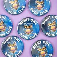 Night Owl Book Club Button or Magnet: Bookish Reader Gift