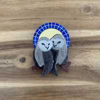 Erstwilder Good Omens Owls Brooch Bird Pin NWOT