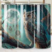 Owl Dreamcatcher Tumbler Wrap, Mystical Bird PNG (Digital Download)