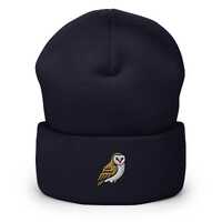 Barn Owl Embroidered Cuffed Beanie: Cozy Unisex Winter Cap