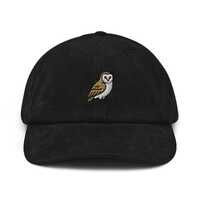 Barn Owl Embroidered Cotton Corduroy Hat: Adjustable Fit