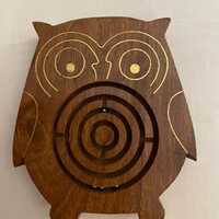 Vintage wooden Pier 1 Maze Puzzle Owl
