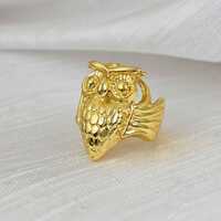 Adjustable Owl Ring: Raw Brass, Silver, or Gold Finish