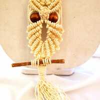 Vintage crochet owl necklace, 1970s necklace, bohemian necklace, boho necklace, hippie necklace, sta