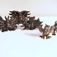 Reremice and Bubo, Mini Medieval Bat and Owl Figurines, Hand-painted 3d-printed Fantasy Collectible