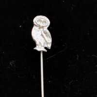 Beautiful Sterling Silver Perched Owl Hat Stick Pin - Flat Owl Design - Vintage 925 Sterling Silver 