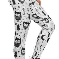 Adorable Sleepy Owl  Women's Leggings, Cute Little Owl Design, All-Over Print, Activewear, Gifts