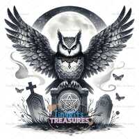 Gothic Cemetery Owl Clipart, 15 JPG Halloween Dark Owl, Gothic Owl Decor, Halloween Clipart, Hallowe
