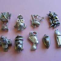 Vintage Sterling Silver Charm, Car, Owl, Bagpipes, Cow (S)