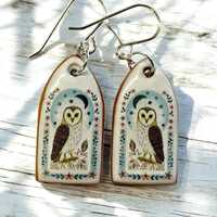 Handmade Terracotta Owl Earrings: Sterling Silver, UK Artisan Jewelry