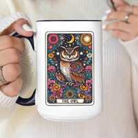 Personalized Owl Mug Tarot Card Mug, Owl Coffee Mug, Owl Themed Gifts, Floral Owl Gift, Owl Lover Ce