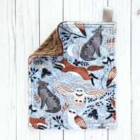Forest Animals Minky Mini Lovey. Fox, Wolf, Owl, Brown Back