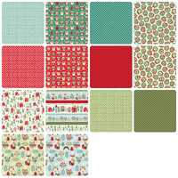 Owl Be Home for Christmas - Fat Quarter 14pc/bundle - by Jessica Flick for Bernatex - Sold By The Bu
