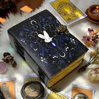 Leather Grimoire Journal &ndash; Owl Leather Book of Shadows, 400 Page Witchcraft Spellbook, Wiccan 
