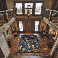 Enchanted Forest Velvet Rug: Deer, Fox & Owl - Anti-Slip Woven Back