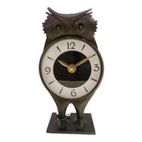 Owl Shaped Table Clock – 11 Inch Vintage Metal Animal Desk Clock with 5 Inch Dial –  Ant