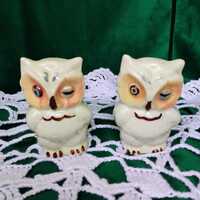 Vintage ceramic Winking Owl salt and pepper shakers