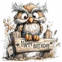 15 PNG Rustic owl birthday – Funny owl clipart – Cute woodland animal for greeting cards