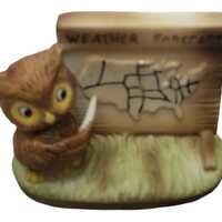 Vintage Enesco Porcelain Weather Forecast Owl Figurine - 1970s Decor