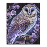 Purple Owl Diamond Painting Kit: 5D DIY Mosaic Art
