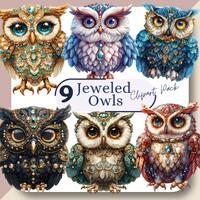 Owl Clipart, Whimsical OWL PNG Pack, Digital Download for Crafting and Scrapbooking Projects, Cute I