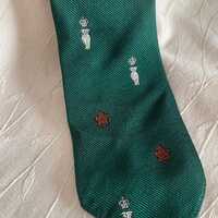 Long Narrow Emerald Green Embroidered Canadian Maple Leaf White Owl Scholar Men's Necktie / Them