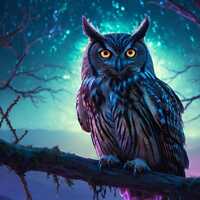 Cyber Spirit Owl – Mystical Aurora Guardian Wall Art, Digital Fantasy Animal Poster