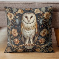 Barn Owl Pillow Cover: Vintage Floral Gothic Decor