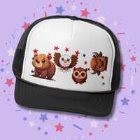 Trucker Hat | Cute Bear, Owl & Eagle Design | Fun Summer Cap for Animal Lovers and Camp Style