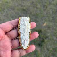 Hand Carved Bear, Owl & Fox Bone Pendant with Gold Overlay, Tribal Totem Necklace Charm, Handmad