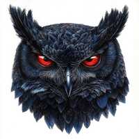 9 Evil Owl Head with Red Eyes, Halloween Mood, Printable clipart, High Quality, Digital download, Pa