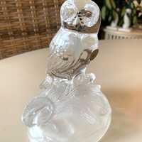 Cristal d'Arques Crystal Owl Figurine with Frosted Base, France