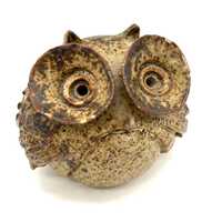 Vintage pottery owl - palm sized
