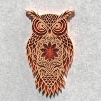 3D Owl Mandala SVG Laser Cut File -  Wall Art Decor  - Digital Download