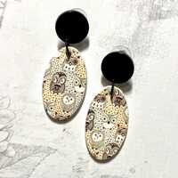 Owl earrings, bird earrings, handmade polymer clay charms, handmade earrings, OOAK, boho bohemian ea