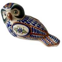 Tonala Pottery Owl Mexican Folk Art Signed Vintage 1990s