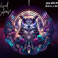 Owl Wind Spinner Png, Dreamcatcher Owl Wind Spinner Sublimation Designs, Owl Wind Spinner Sublimatio