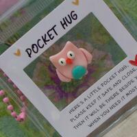 Pocket Hug Owl: Handmade Pink Resin Comfort Token