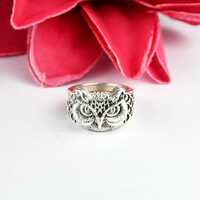 925 Sterling Silver Owl Ring, Handcrafted Wise Animal Inspired Design Ring, Bird Head Ring, Unisex J
