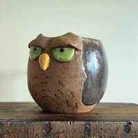 Wise Owl Mug,  handmade pottery owl mug, wheel thrown ceramic mug, handmade mug, owl mug, ceramic ow