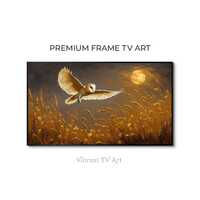 Barn Owl Painting for the TV / Owl Frame TV Art / Autumn Tv Art Download / Digital Owl Art / Owl Fly