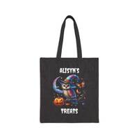 Halloween Owl Pumpkin Witch Hat Tote Bag, Cute Owl and Pumpkin Moon Stars Tote Bag, Halloween Themed