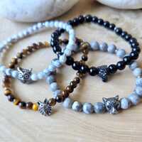 Fox Bracelet, Owl Bracelet, Leopard Tiger Head Bracelet, Animal Spirit, Sim Bead, Indigenous Totem A