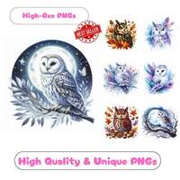 Elegant Owl Watercolor Clipart: Refined PNG Images for Commercial Use
